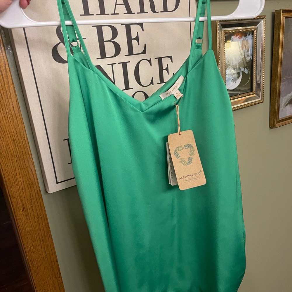 Skies Are Blue Emerald Green Double Strap Cami